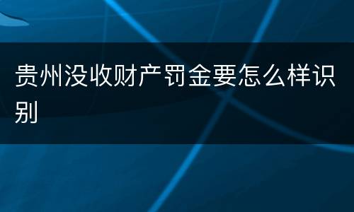 贵州没收财产罚金要怎么样识别
