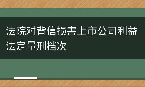 法院对背信损害上市公司利益法定量刑档次