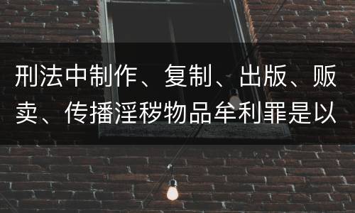 刑法中制作、复制、出版、贩卖、传播淫秽物品牟利罪是以什么标准立案的