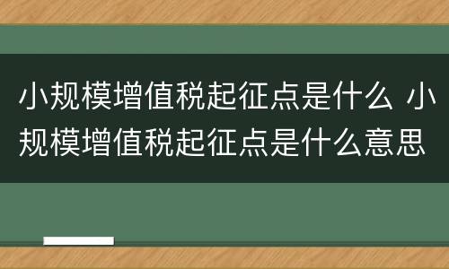 小规模增值税起征点是什么 小规模增值税起征点是什么意思