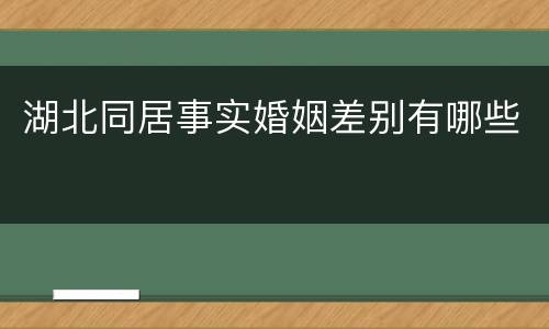 湖北同居事实婚姻差别有哪些
