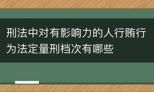 刑法中对有影响力的人行贿行为法定量刑档次有哪些