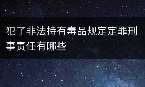 犯了非法持有毒品规定定罪刑事责任有哪些