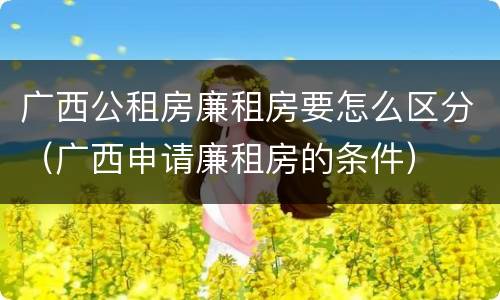 广西公租房廉租房要怎么区分（广西申请廉租房的条件）