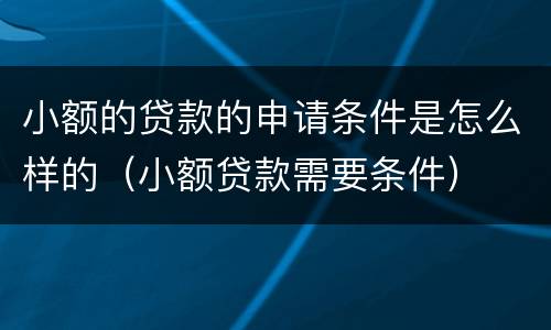 小额的贷款的申请条件是怎么样的（小额贷款需要条件）
