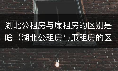 湖北公租房与廉租房的区别是啥（湖北公租房与廉租房的区别是啥呀）