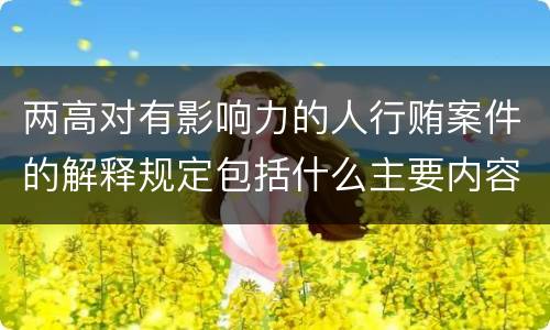 两高对有影响力的人行贿案件的解释规定包括什么主要内容