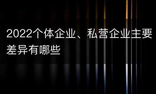 2022个体企业、私营企业主要差异有哪些