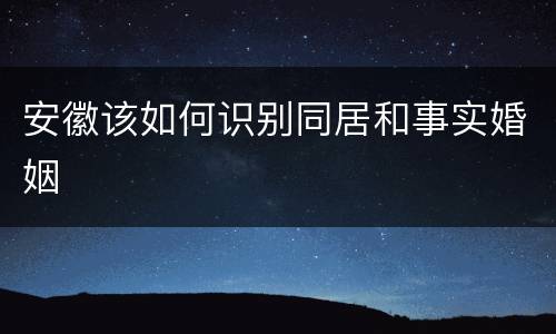 安徽该如何识别同居和事实婚姻