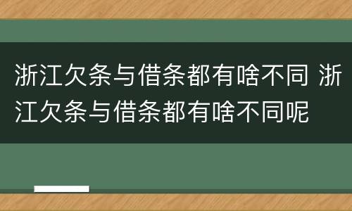 浙江欠条与借条都有啥不同 浙江欠条与借条都有啥不同呢