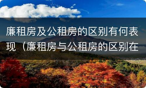 廉租房及公租房的区别有何表现（廉租房与公租房的区别在哪里）