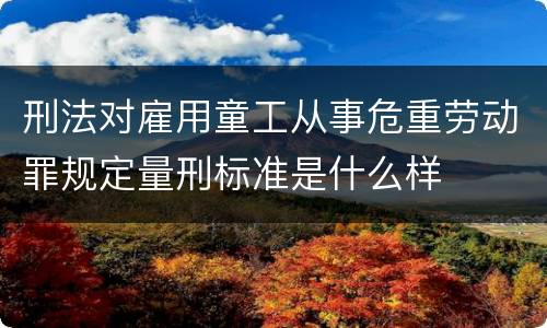 刑法对雇用童工从事危重劳动罪规定量刑标准是什么样