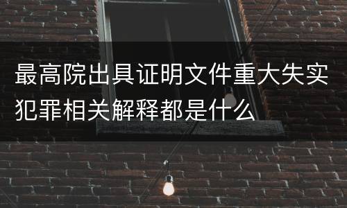 最高院出具证明文件重大失实犯罪相关解释都是什么