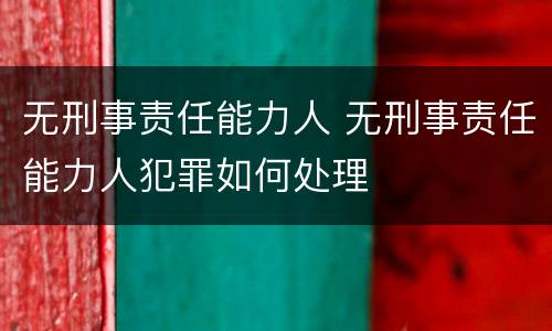 无刑事责任能力人 无刑事责任能力人犯罪如何处理