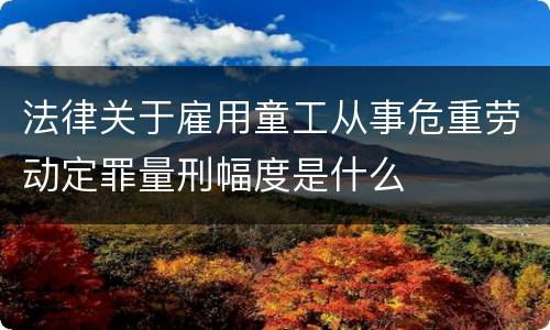 法律关于雇用童工从事危重劳动定罪量刑幅度是什么