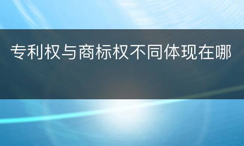 专利权与商标权不同体现在哪