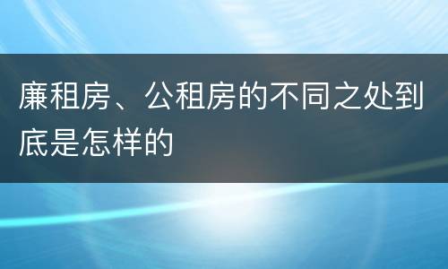 廉租房、公租房的不同之处到底是怎样的