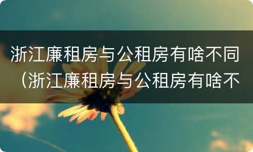 浙江廉租房与公租房有啥不同（浙江廉租房与公租房有啥不同吗）