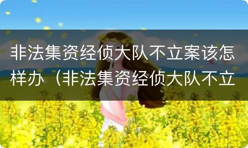 非法集资经侦大队不立案该怎样办（非法集资经侦大队不立案该怎样办呢）