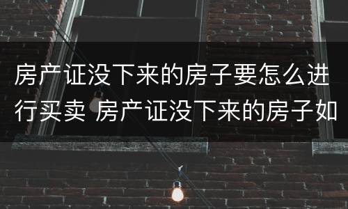 房产证没下来的房子要怎么进行买卖 房产证没下来的房子如何买卖