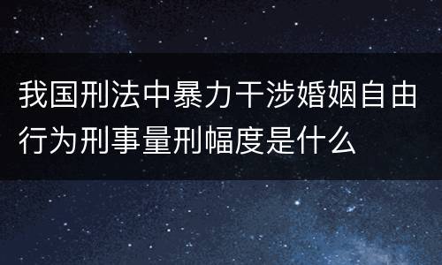 我国刑法中暴力干涉婚姻自由行为刑事量刑幅度是什么