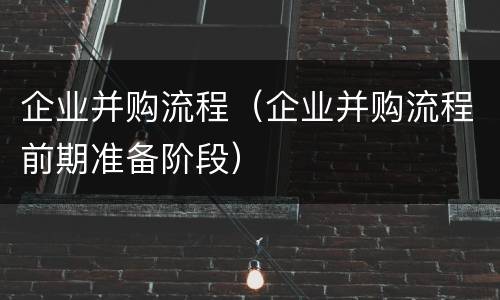 企业并购流程（企业并购流程前期准备阶段）
