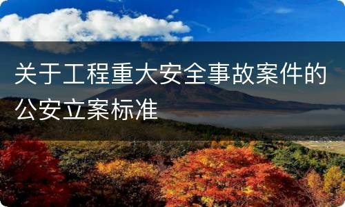 关于工程重大安全事故案件的公安立案标准