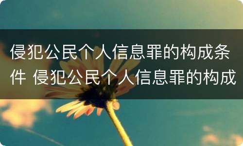 侵犯公民个人信息罪的构成条件 侵犯公民个人信息罪的构成条件是什么