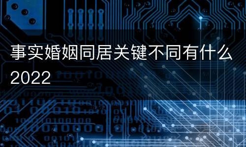事实婚姻同居关键不同有什么2022