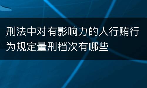 刑法中对有影响力的人行贿行为规定量刑档次有哪些