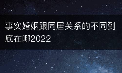 事实婚姻跟同居关系的不同到底在哪2022