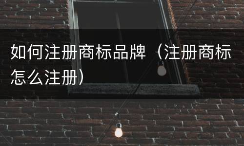 如何注册商标品牌（注册商标怎么注册）