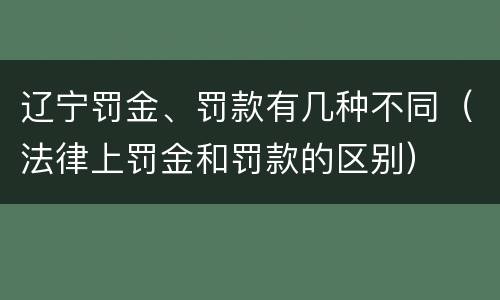 辽宁罚金、罚款有几种不同（法律上罚金和罚款的区别）