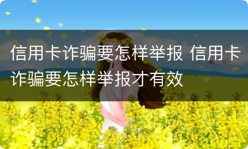 信用卡诈骗要怎样举报 信用卡诈骗要怎样举报才有效