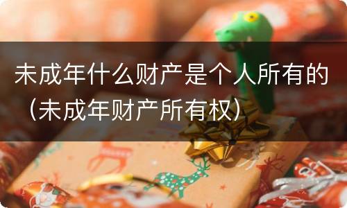 未成年什么财产是个人所有的（未成年财产所有权）