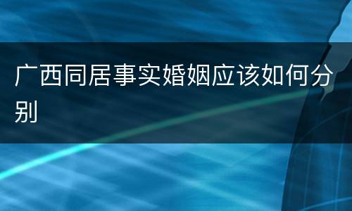广西同居事实婚姻应该如何分别