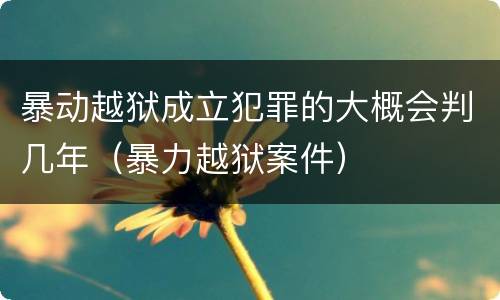 暴动越狱成立犯罪的大概会判几年（暴力越狱案件）