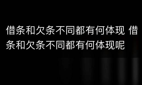 借条和欠条不同都有何体现 借条和欠条不同都有何体现呢
