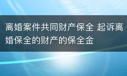 离婚案件共同财产保全 起诉离婚保全的财产的保全金