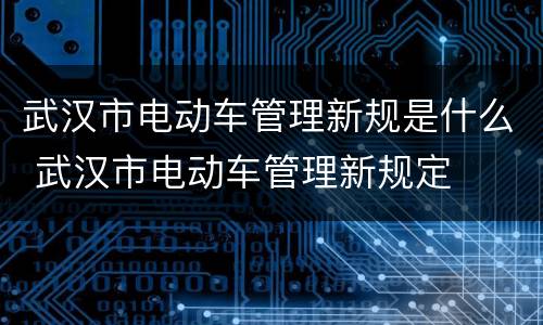 武汉市电动车管理新规是什么 武汉市电动车管理新规定