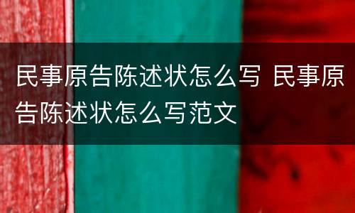 民事原告陈述状怎么写 民事原告陈述状怎么写范文
