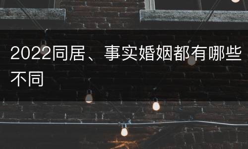 2022同居、事实婚姻都有哪些不同