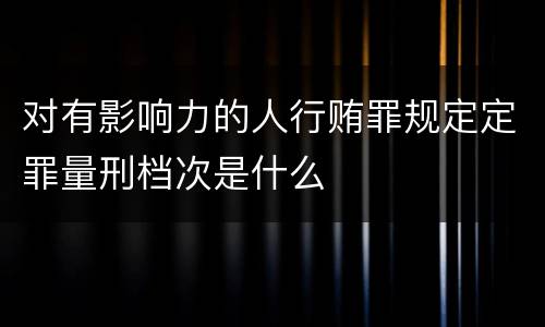 对有影响力的人行贿罪规定定罪量刑档次是什么
