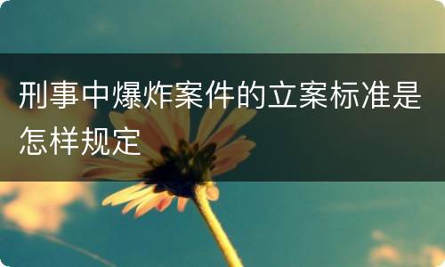 刑事中爆炸案件的立案标准是怎样规定