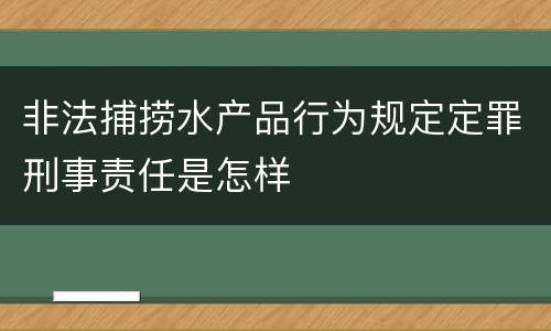 非法捕捞水产品行为规定定罪刑事责任是怎样