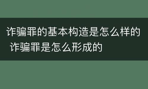 诈骗罪的基本构造是怎么样的 诈骗罪是怎么形成的