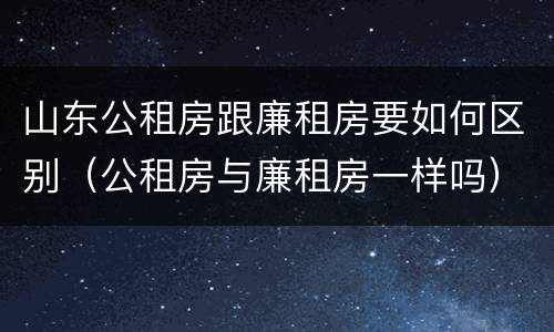 山东公租房跟廉租房要如何区别（公租房与廉租房一样吗）