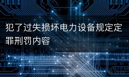 犯了过失损坏电力设备规定定罪刑罚内容