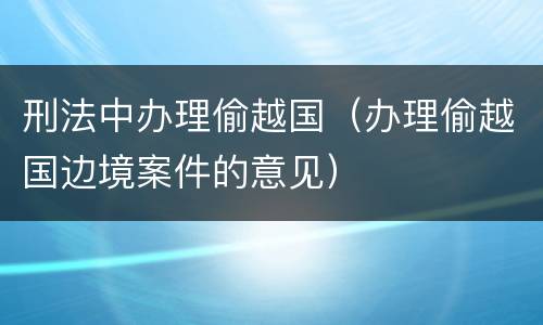 刑法中办理偷越国（办理偷越国边境案件的意见）