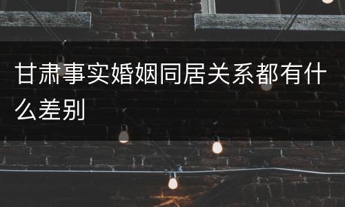 甘肃事实婚姻同居关系都有什么差别